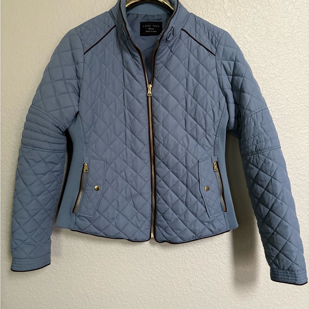 Love Tree Women's Quilted Puffer Jacket in Blue